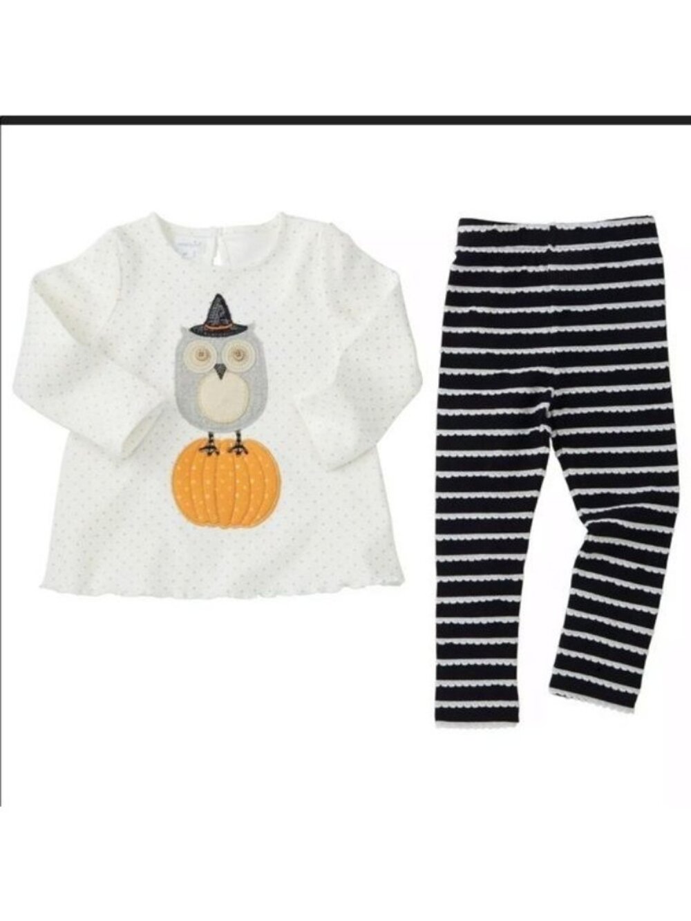 Mud Pie 0-6m NWT Owl Halloween pumpkin Fall SET gold glitter tunic leggings
